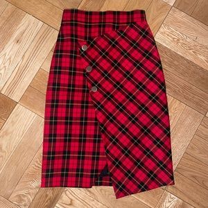 Maje plaid pencil midi skirt